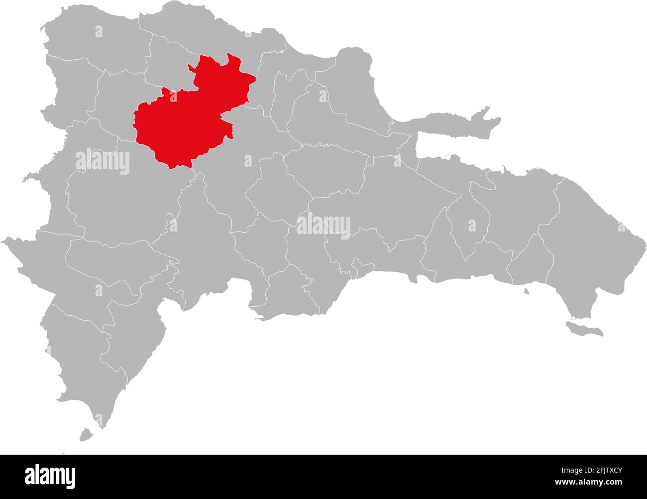 Carte isolée de la République dominicaine de la province de Santiago. Arrière-plan gris. Concepts et antécédents professionnels. Illustration de Vecteur