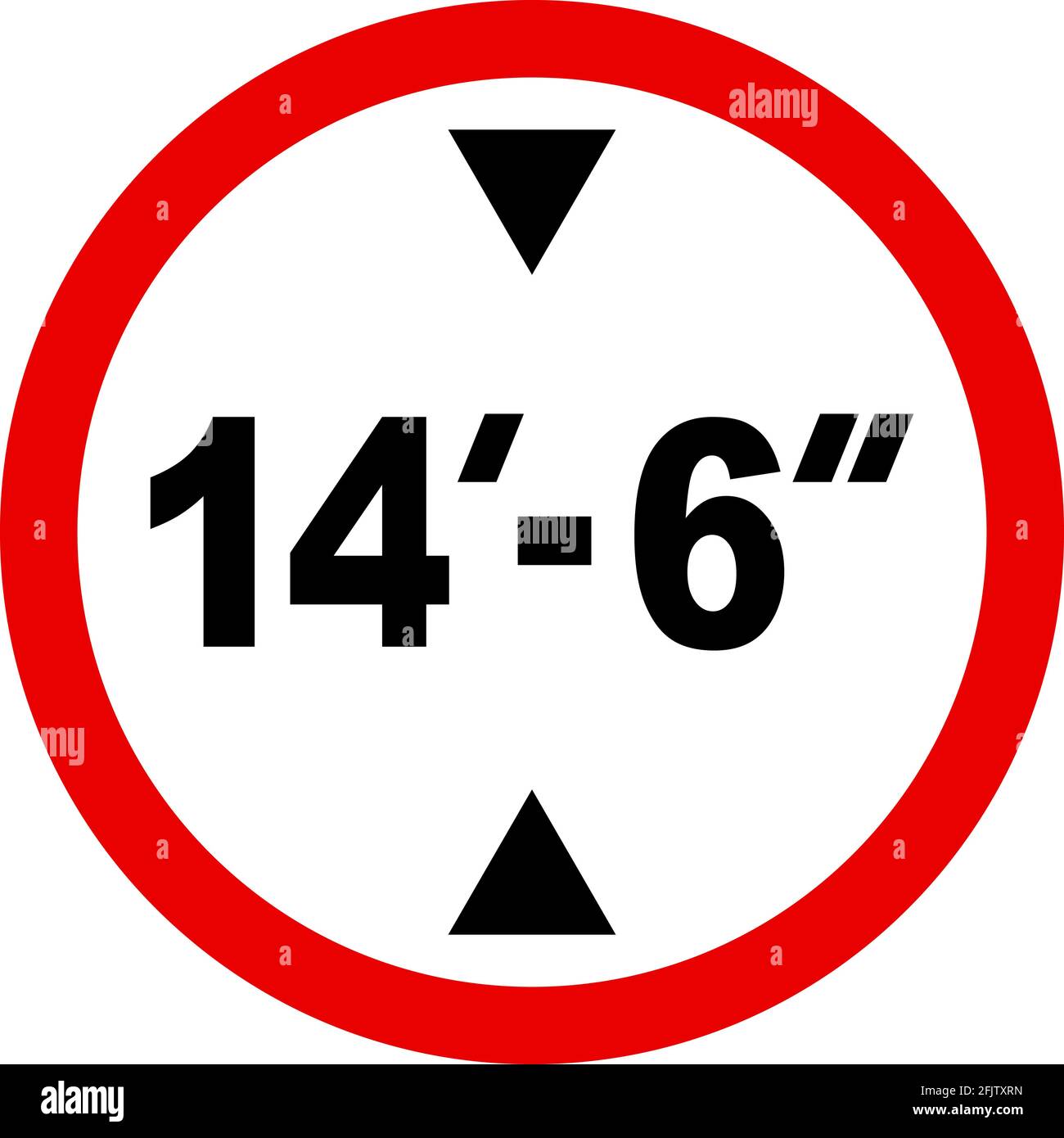 La limite de hauteur du véhicule ne doit pas dépasser 14 pi-6 pi. Signes et symboles de sécurité routière. Illustration de Vecteur