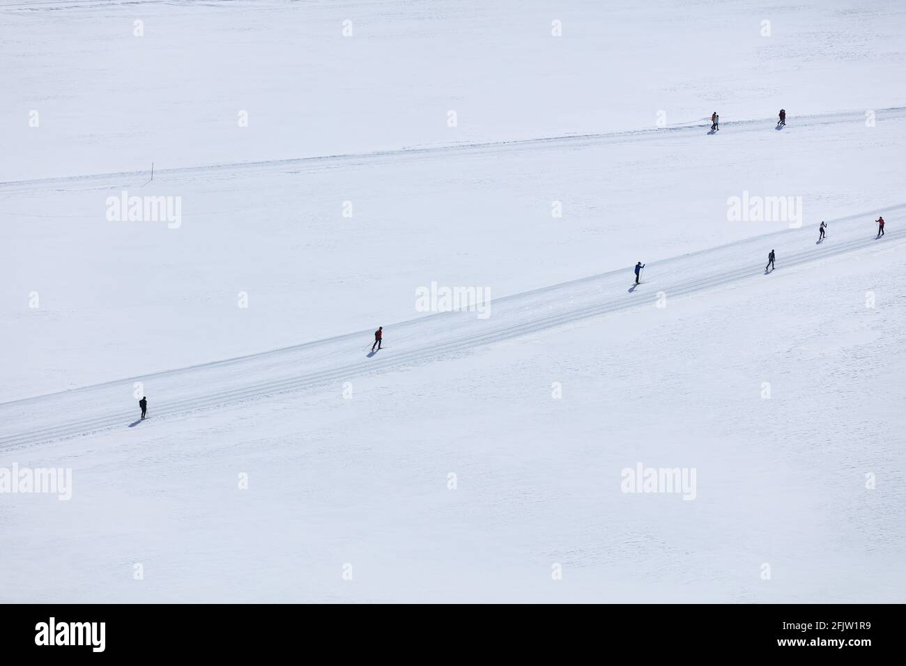 Suisse, canton du Valais, Obergoms, Ulrichen, piste de ski de fond et randonnée Banque D'Images