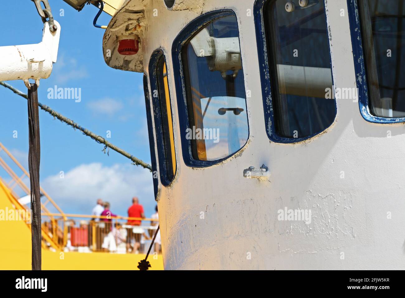 Ferry dans le port de Gränna, Suède. Banque D'Images