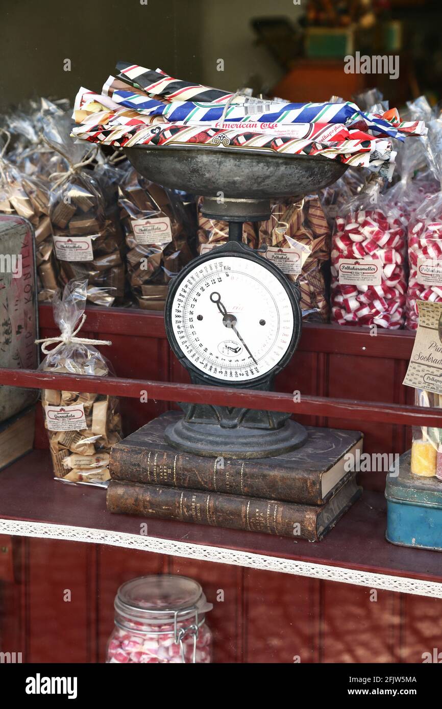 Canne à sucre, Polkagris, Gränna, Suède. Banque D'Images