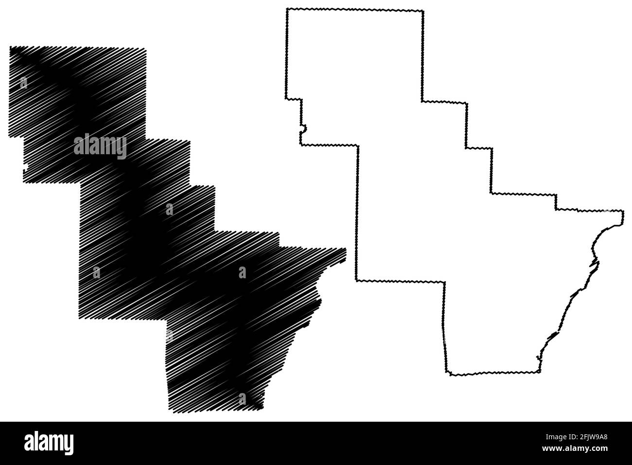 Comté d'Oconto, État du Wisconsin (comté des États-Unis, États-Unis d'Amérique, États-Unis) carte illustration vectorielle, croquis griffés carte d'Oconto Illustration de Vecteur