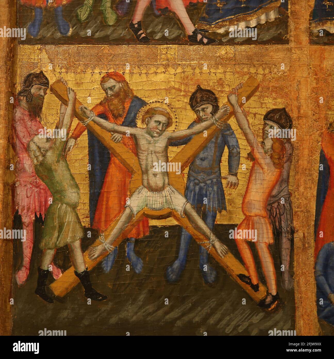 Retable de Saint-Vicent. Maître d'Estopotanya, Huesca. Tempera et feuille d'or sur bois. xive siècle. Musée national d'Art de Catalogne. Barcelone, Catal Banque D'Images