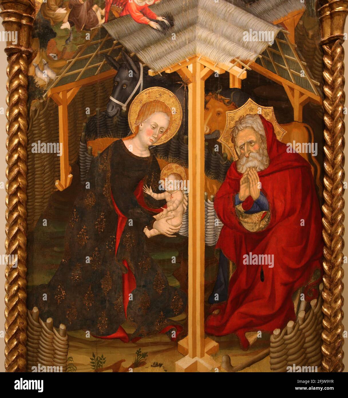 Nativité. Retable de la Vierge. Monastère de Santes Creus. G. Gener et Ll. Borrassa. 1368-1410. Musée national d'Art de Catalogne. Barcelone, SP Banque D'Images