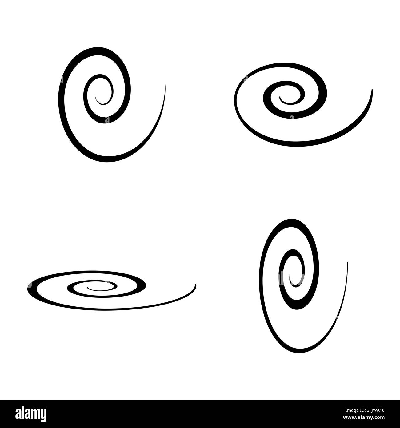 Icône de l'ensemble de spirales isolée sur fond blanc. Forme moderne noire, illustration vectorielle . Illustration de Vecteur