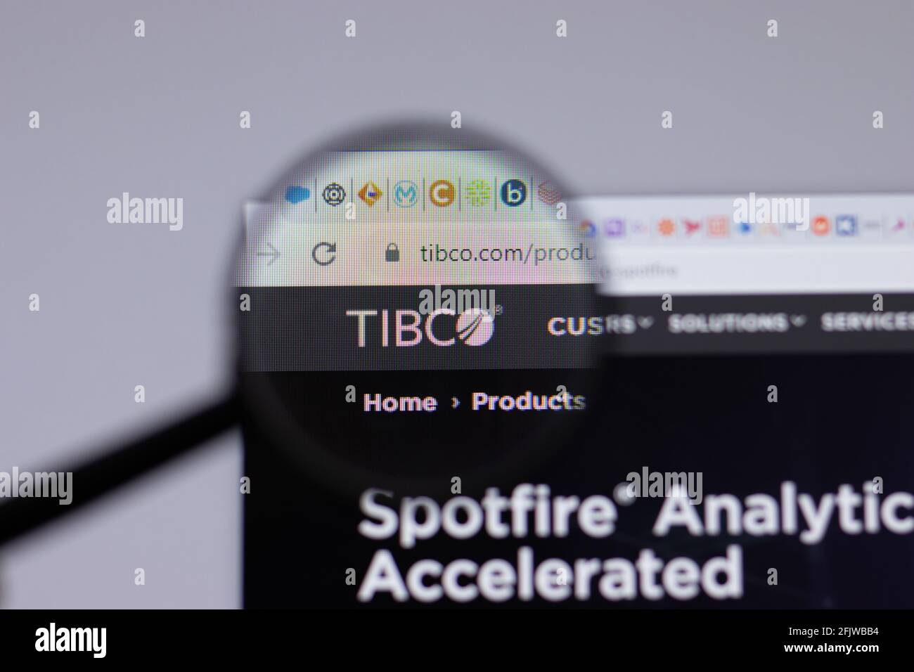New York, Etats-Unis - 26 avril 2021 : gros plan du logo TIBCO sur la page du site Web, Editorial Banque D'Images