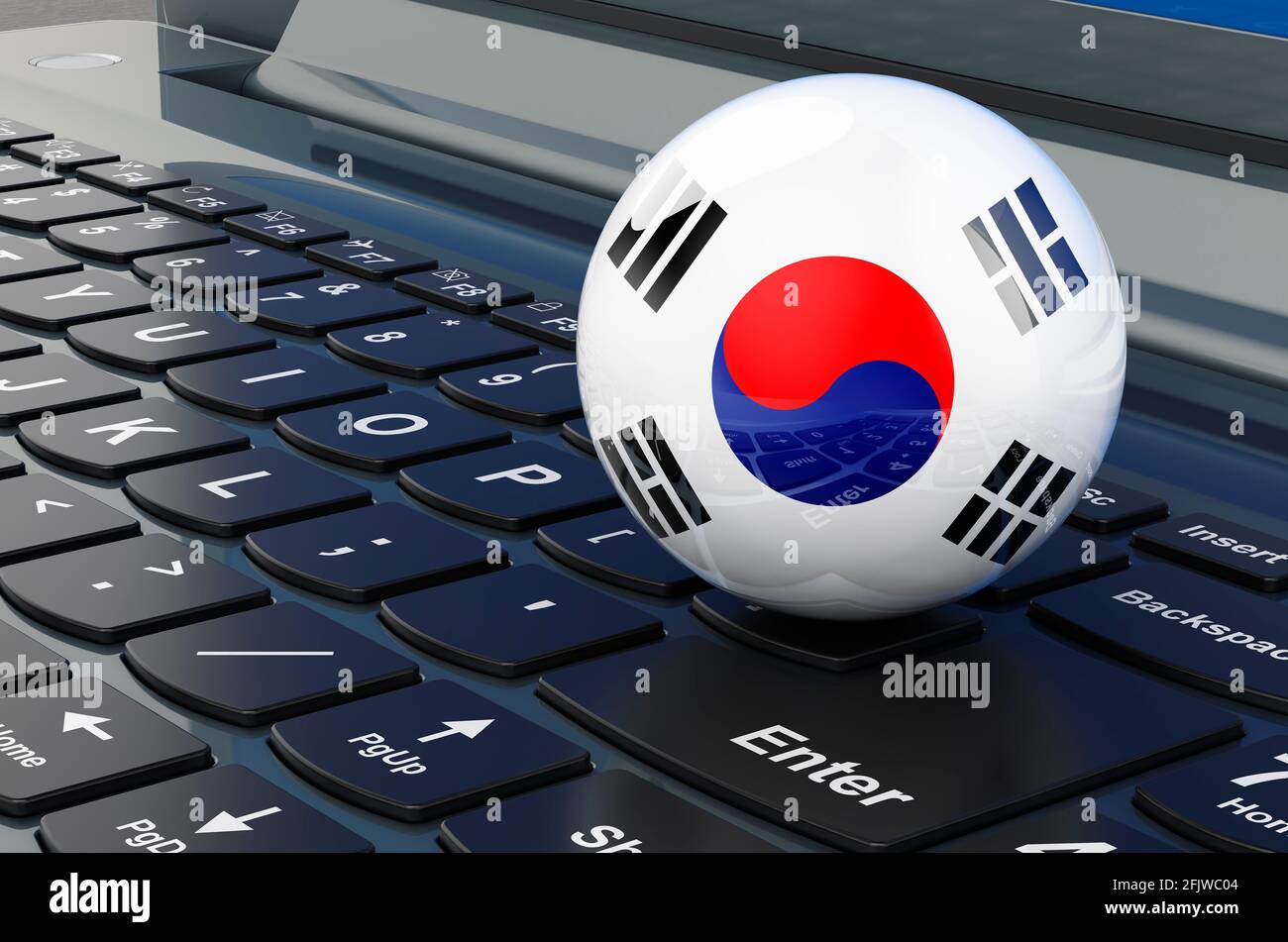 Drapeau sud-coréen sur le clavier de l'ordinateur portable. Commerce en  ligne, e-éducation, shopping en Corée du Sud concept. Rendu 3D Photo Stock  - Alamy