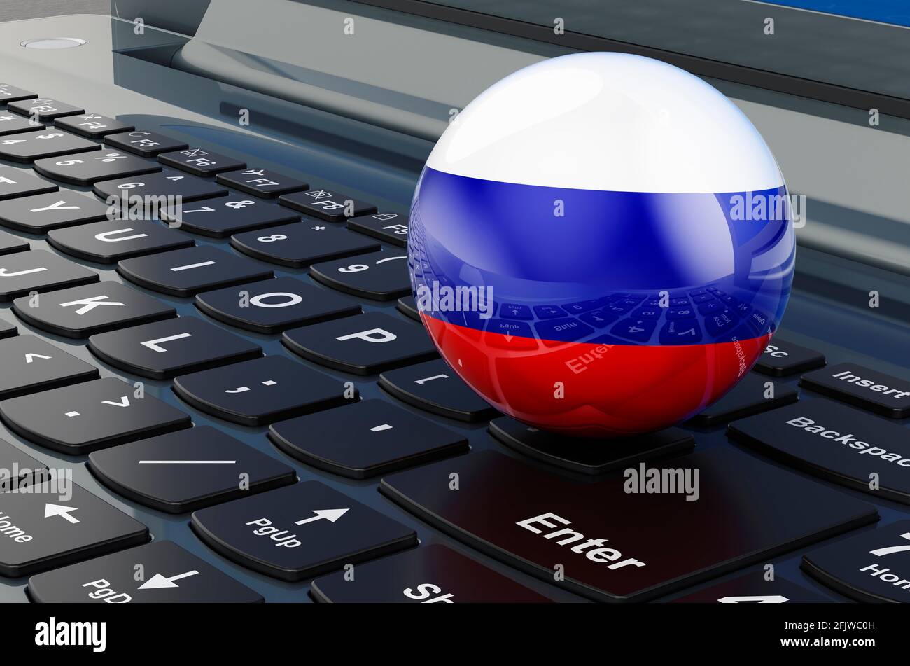 Drapeau russe sur le clavier de l'ordinateur portable. Commerce en ligne,  e-éducation, shopping en Russie concept. Rendu 3D Photo Stock - Alamy