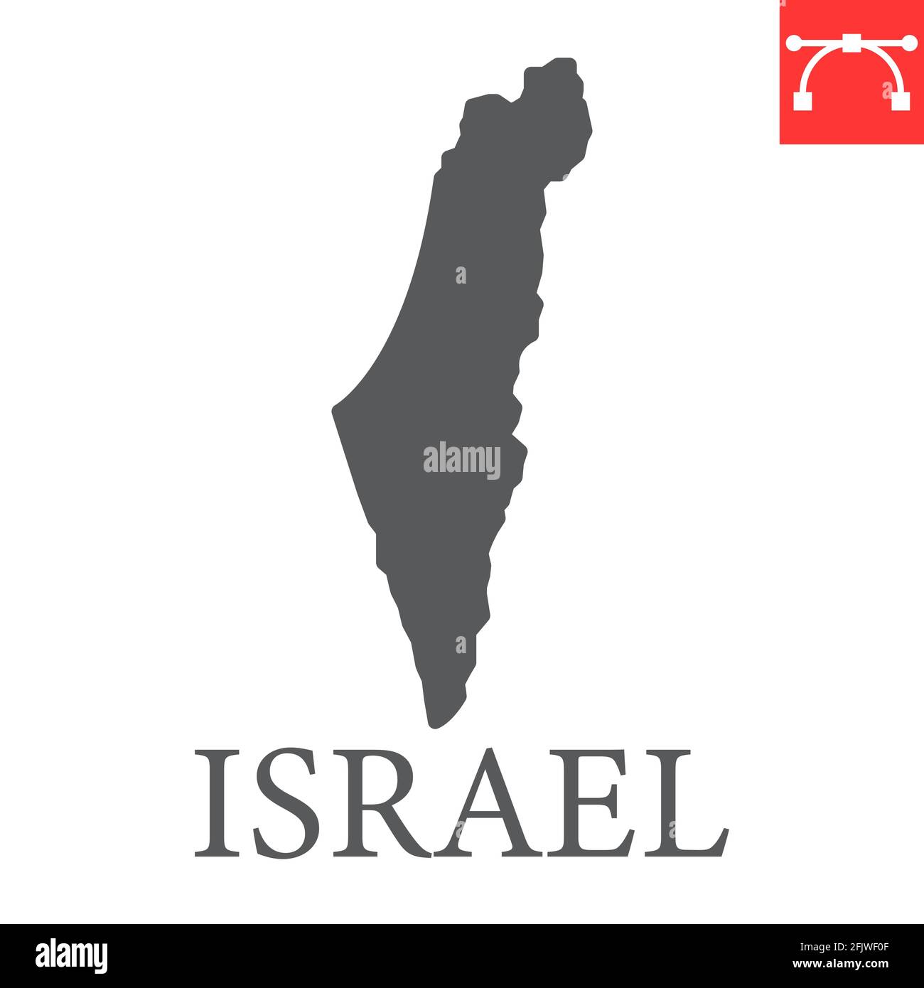 Carte de l'icône de glyphe d'Israël Illustration de Vecteur