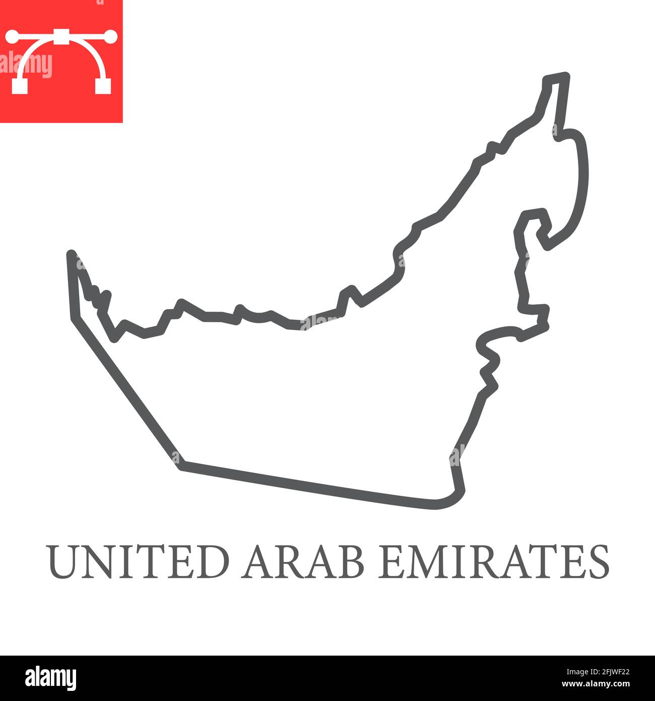 Carte de l'icône de ligne des Émirats arabes Unis Illustration de Vecteur