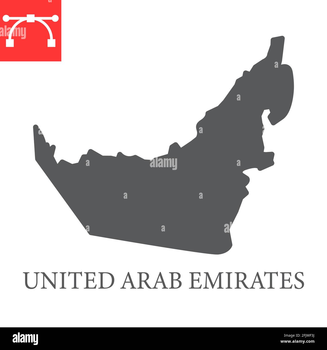 Carte de l'icône de glyphe des Émirats arabes Unis Illustration de Vecteur