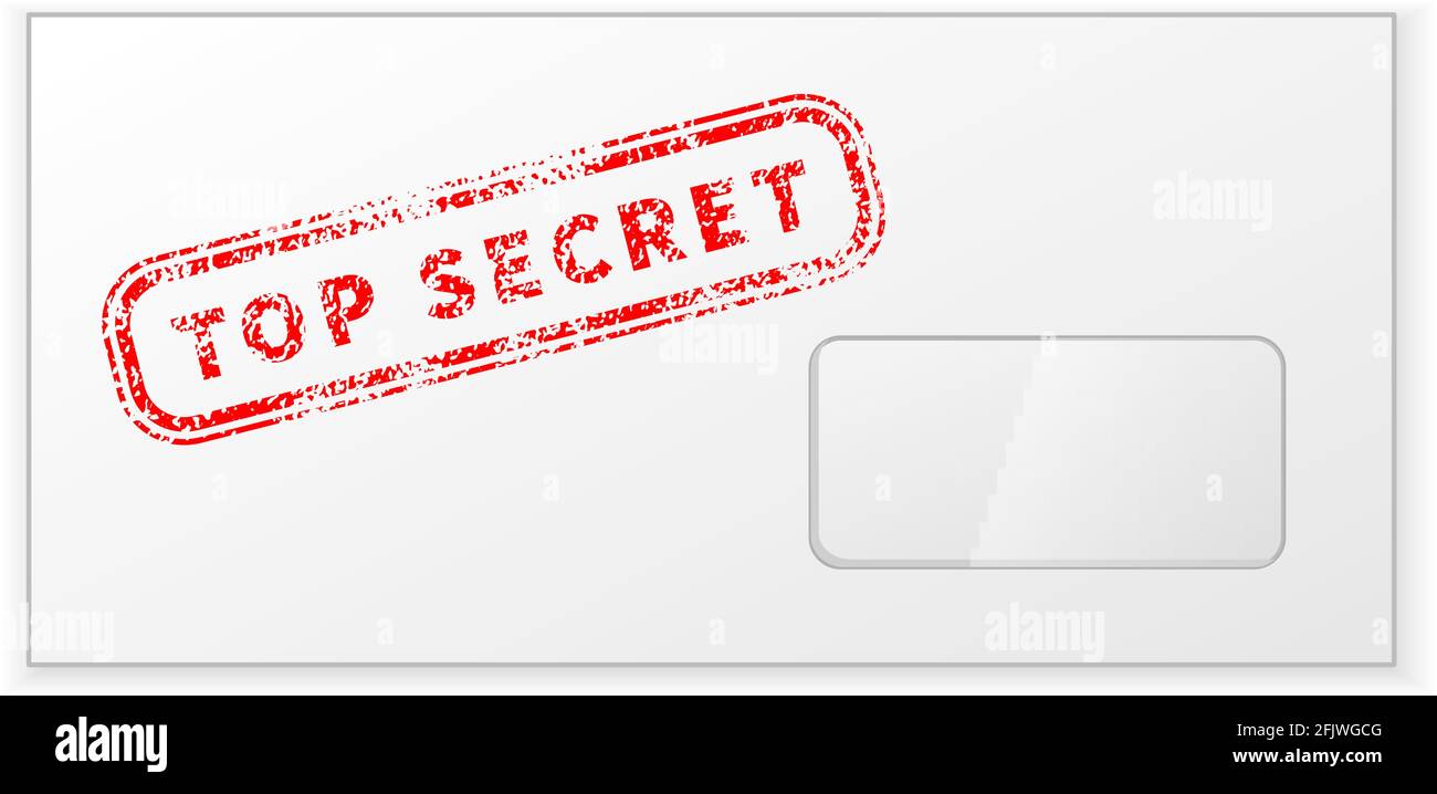 Enveloppe blanche vierge réaliste avec tampon secret supérieur rouge isolé sur fond blanc Illustration de Vecteur