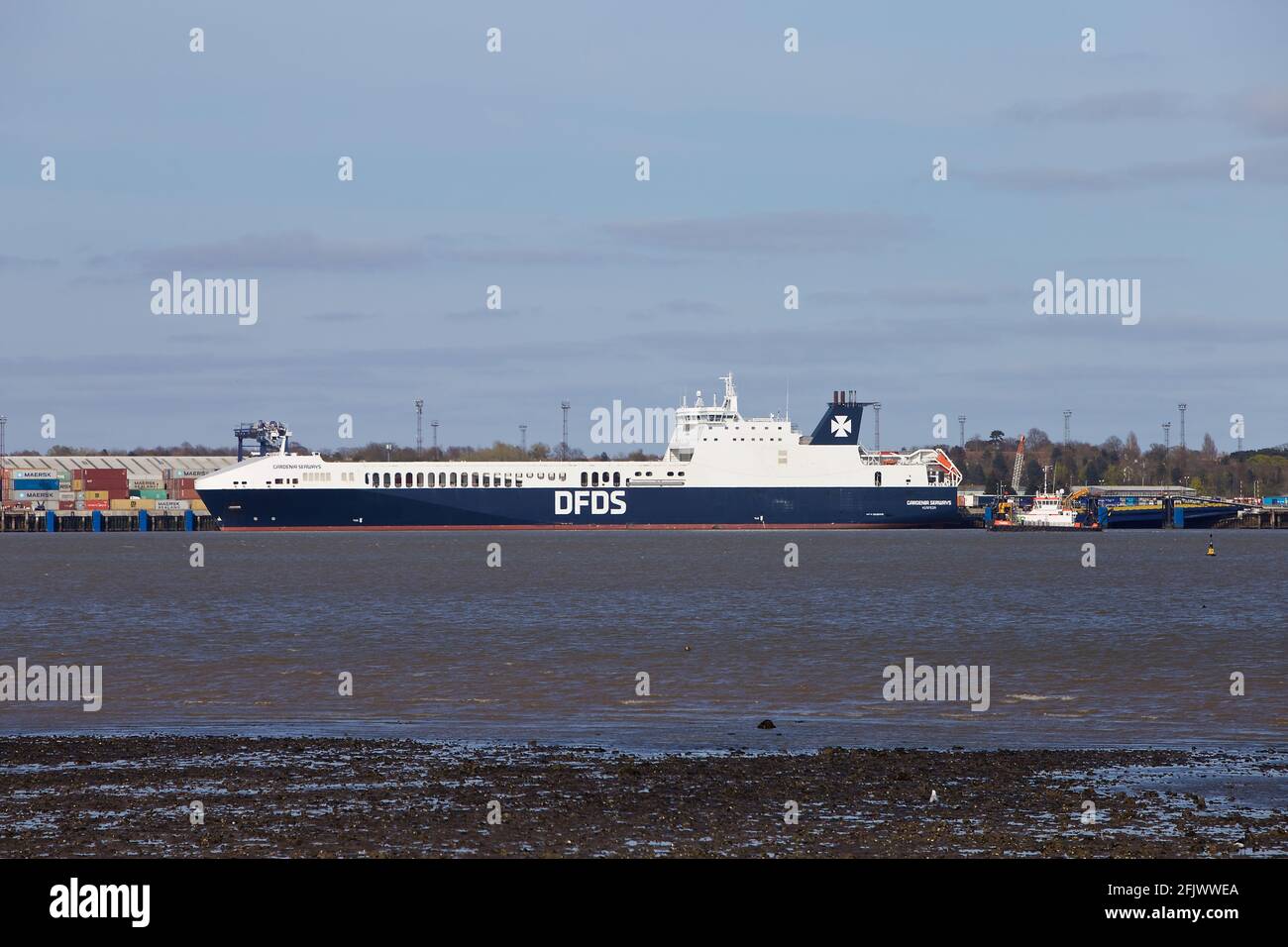 RO-RO (Roll On - Roll Off) Gardenia Seaways amarré au terminal RO-RO 4, port de Felixstowe, Suffolk, Royaume-Uni Banque D'Images