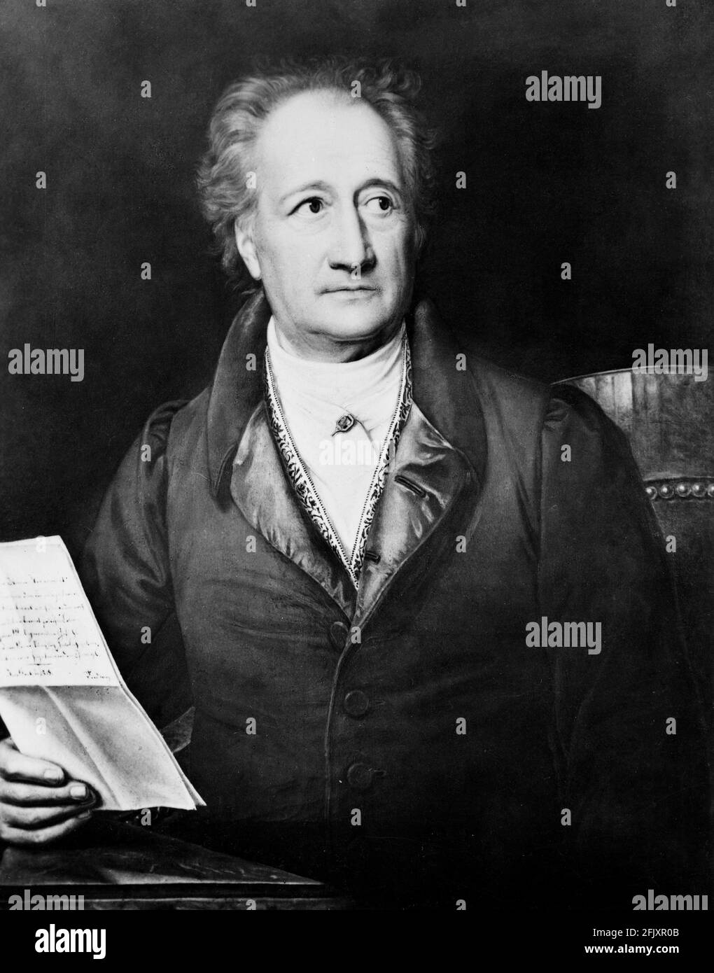 1828 , ALLEMAGNE : le poète allemand JOHANN WOLFANG Von GOETHE ( 1749 - 1832 ) , peinture à l'huile de Josef Stieler , Weimar ( Allemagne ) , Goethe-Musée - POÉSIE - POETA - letterato - LETTERATURA - LITTÉRATURE - ritratto - collet - colletto - cravate - cravatta - portrait - ritratto - fermacravatta - pin-tie - spilla - pin ---- Archivio GBB Banque D'Images