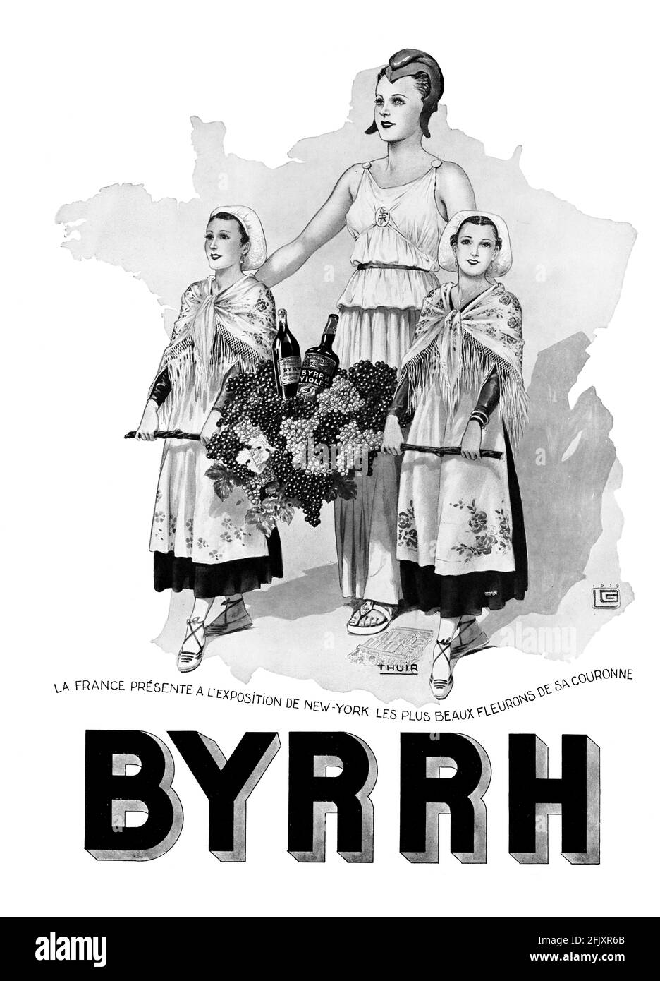 Publicité « Byrh » Vintage French Wine apéritif (qualité poster A3+, 600 dpi) Banque D'Images