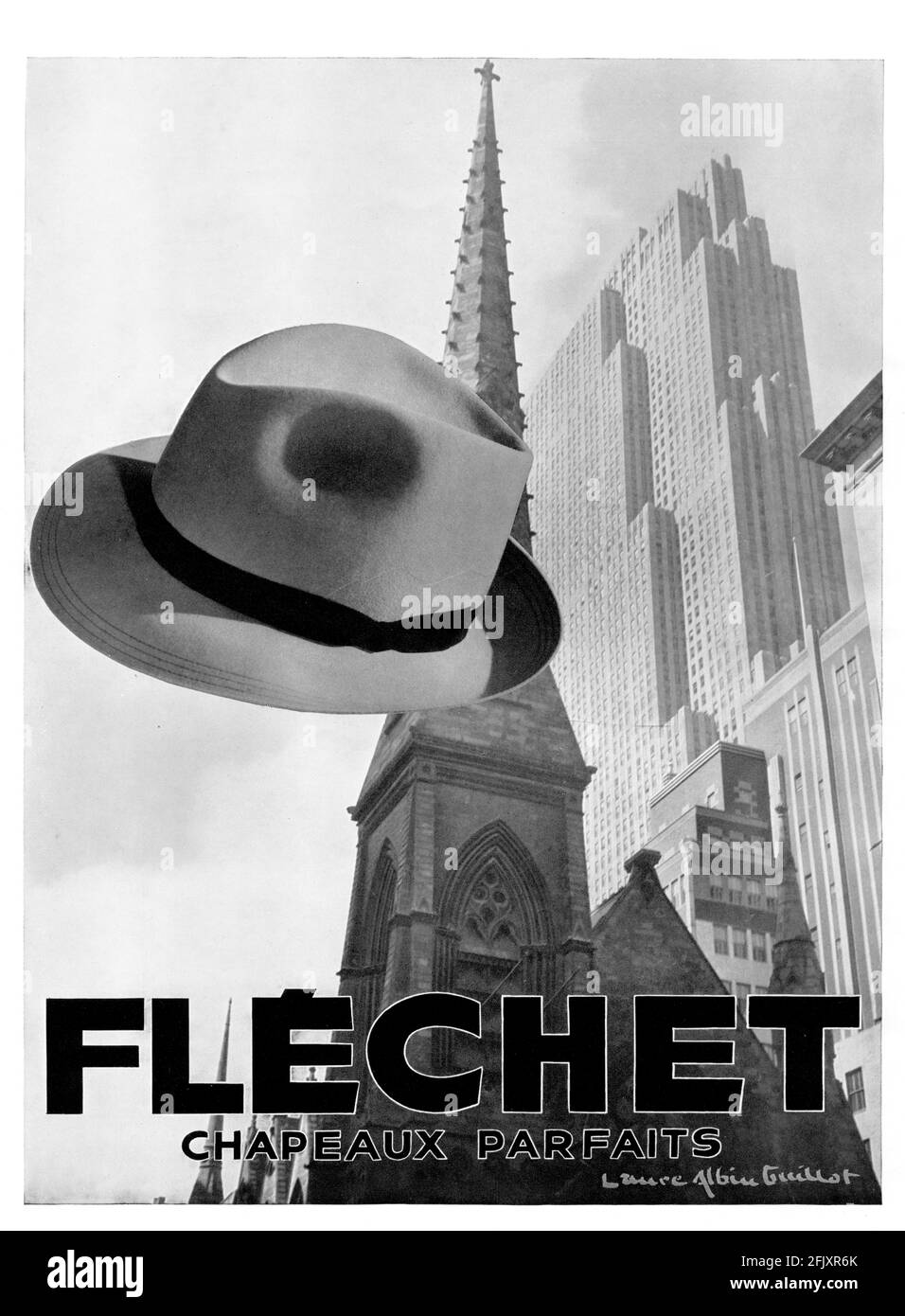 Publicité vintage française « Flechet Chapeaux Parfaits » (qualité poster A3+, 600 dpi) Banque D'Images