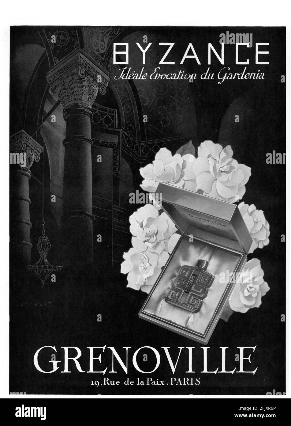 Publicité Vintage French parfum 'Byzance by Grenoville' (qualité poster A3+, 600 dpi) Banque D'Images