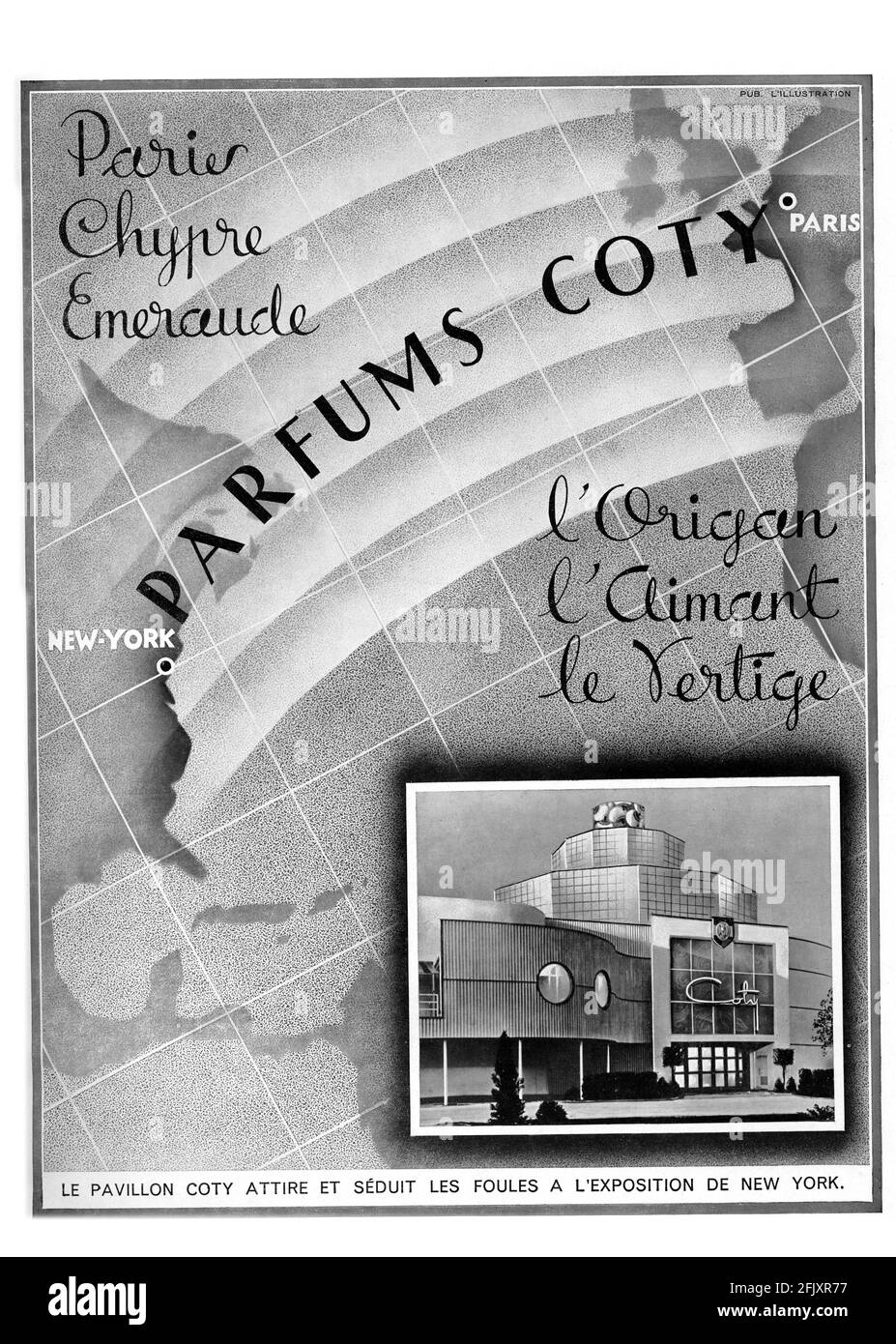 Publicité vintage française « parfums Coty » (qualité poster A3+, 600 dpi) Banque D'Images