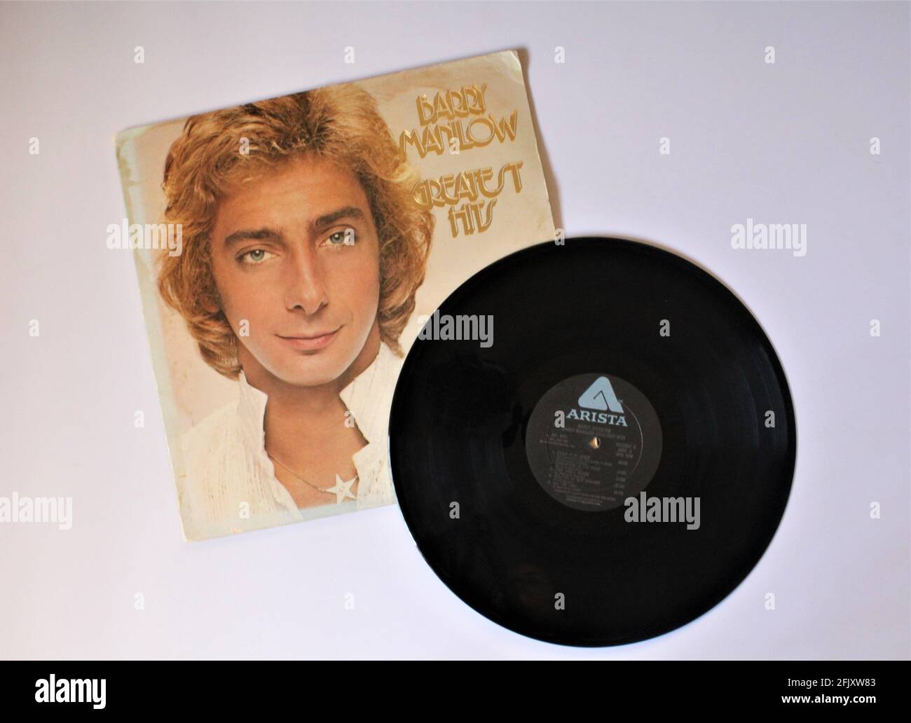 Pop artiste, Barry Manilow album de musique sur vinyle disque LP. L'enregistrement est intitulé meilleurs succès Banque D'Images