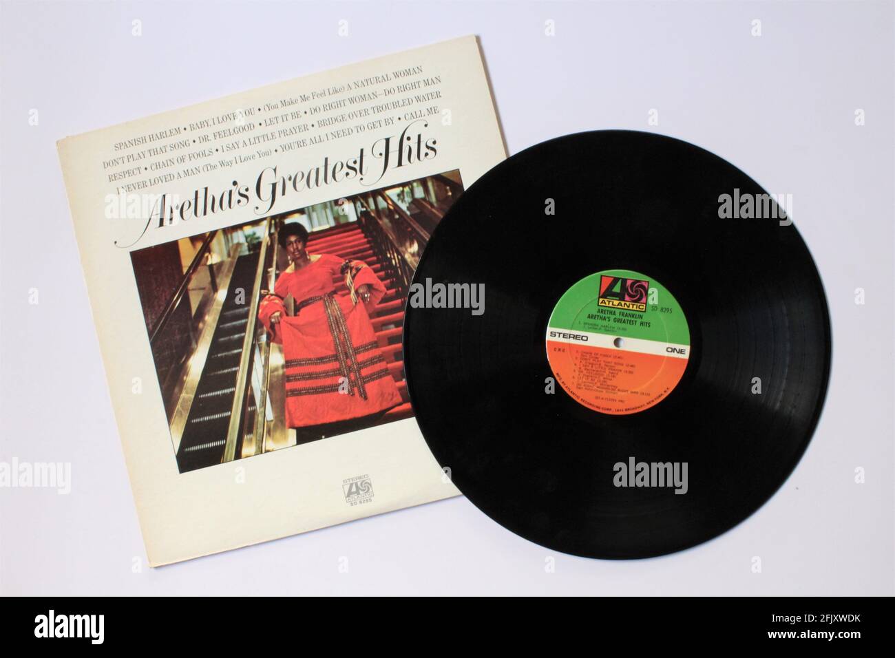 Queen of Soul, Aretha Franklin, album de musique sur disque vinyle LP. L'enregistrement est intitulé meilleurs succès d'Aretha Banque D'Images