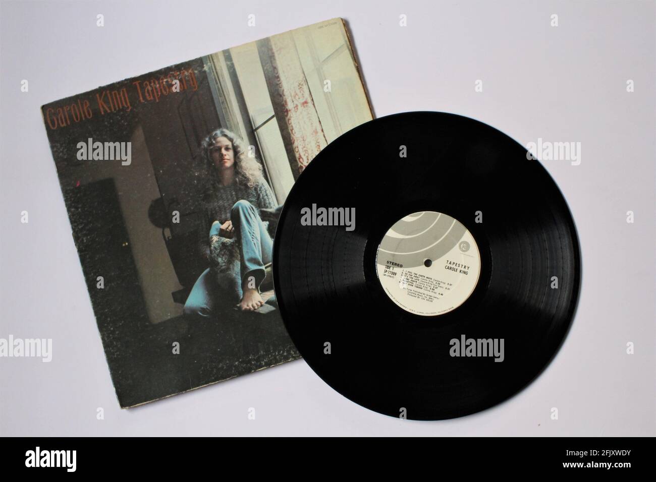 Soft rock and pop artiste, Carole King album de musique sur vinyle disque LP. Intitulé: Tapisserie Banque D'Images