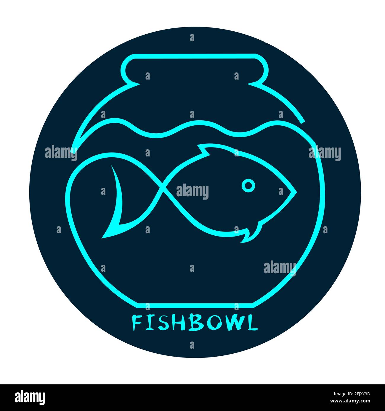 logo poisson aquarium dans un bol d'une ligne 2 Illustration de Vecteur