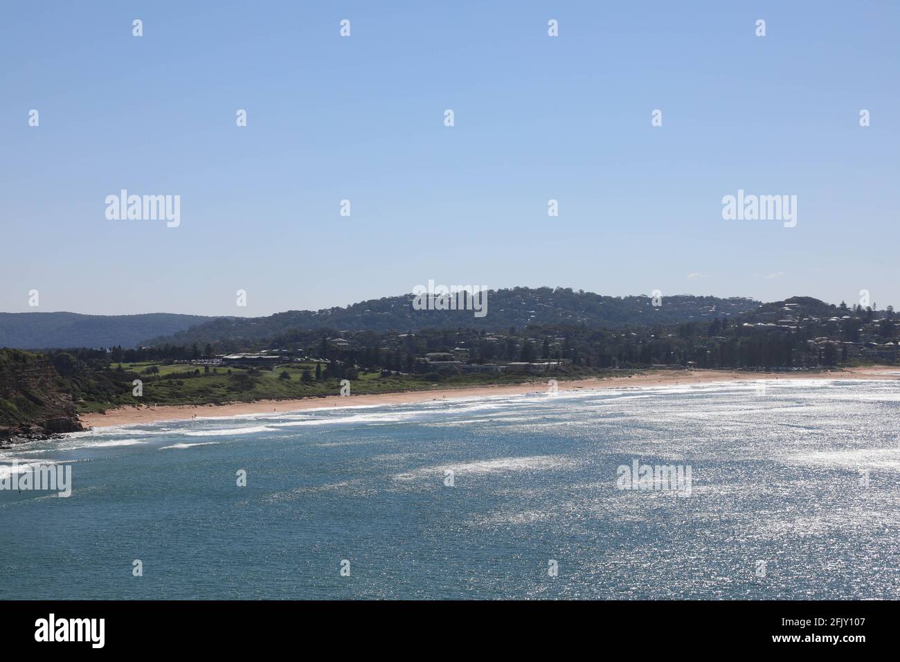 Bongin Bongin Beach, Mona Vale Beach et Basin Beach, Sydney, Nouvelle-Galles du Sud, Australie, vue depuis Turimetta Head Banque D'Images
