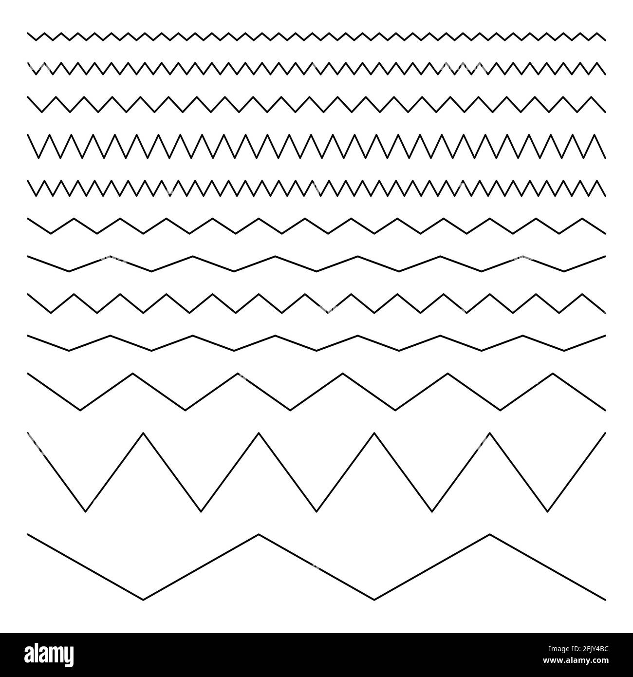 Ensemble de lignes zigzag sans couture. Éléments graphiques isolés sur fond blanc Illustration de Vecteur