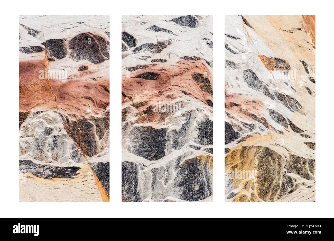 Triptyque abstrait basé sur les couleurs de roche Banque D'Images