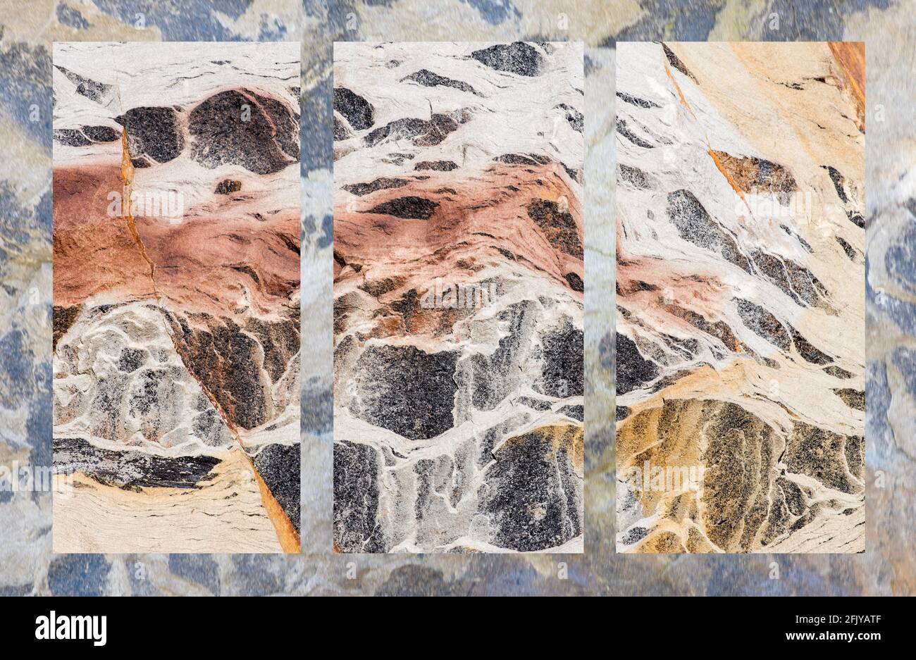 Triptyque abstrait basé sur les couleurs de roche Banque D'Images