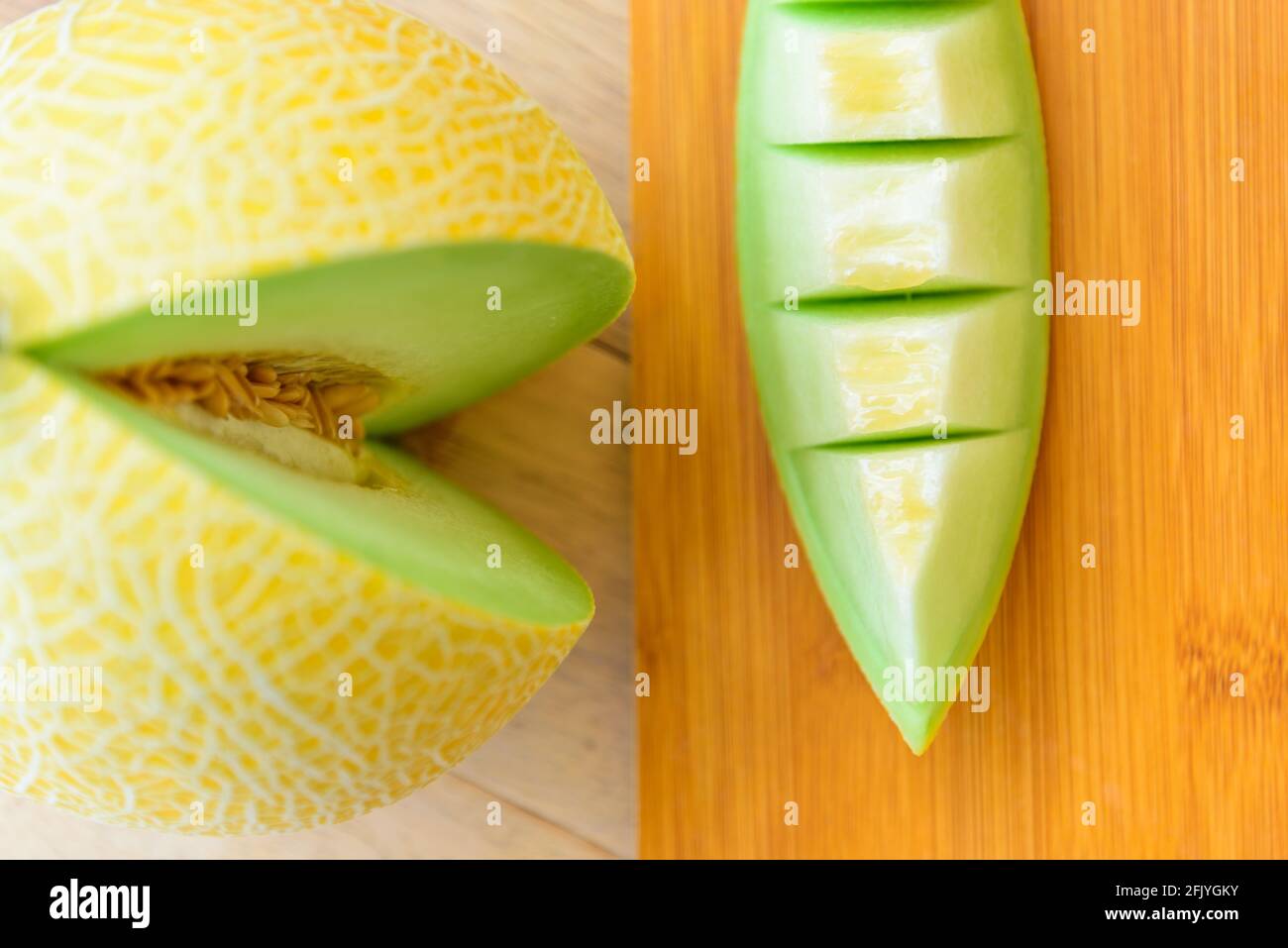 Melons jaune de galia Banque de photographies et d’images à haute