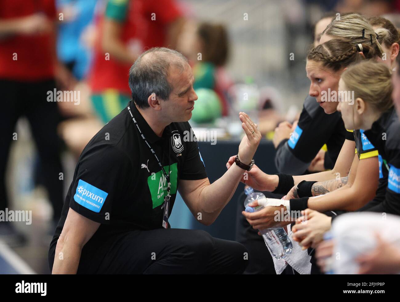 FIro: 04/20/2021 Handball: Femmes LV§nderspiel WM qualification DHB femmes équipe nationale Allemagne - Portugal GER, coach, Henk Groener | usage dans le monde entier Banque D'Images