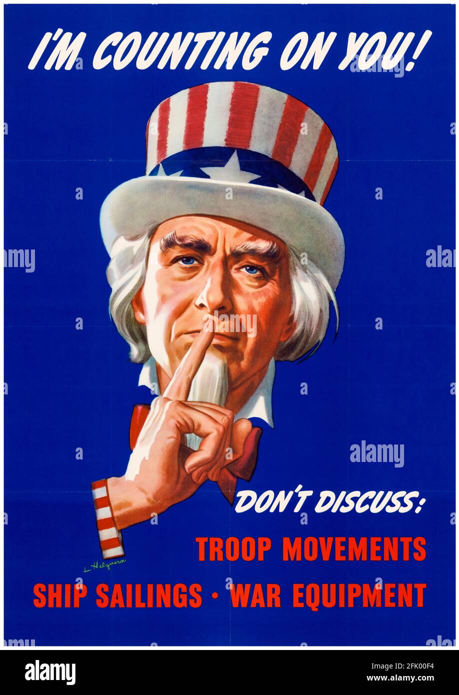 Oncle Sam, je compte sur vous: American, causerie insouciance, WW2 public information Poster, 1942-1945 Banque D'Images