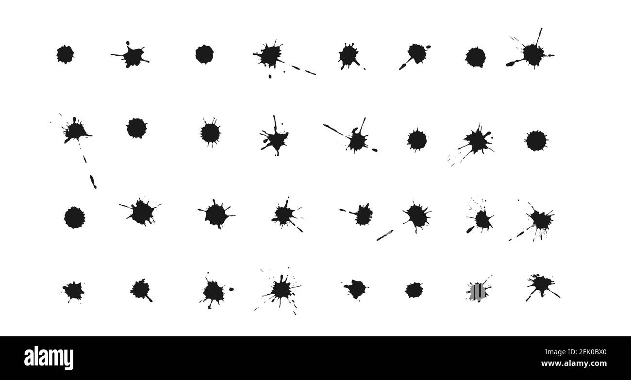 Définir les taches et les éclaboussures d'encre. Collection de blobs, gouttes et spatules vectorisés à la main Illustration de Vecteur