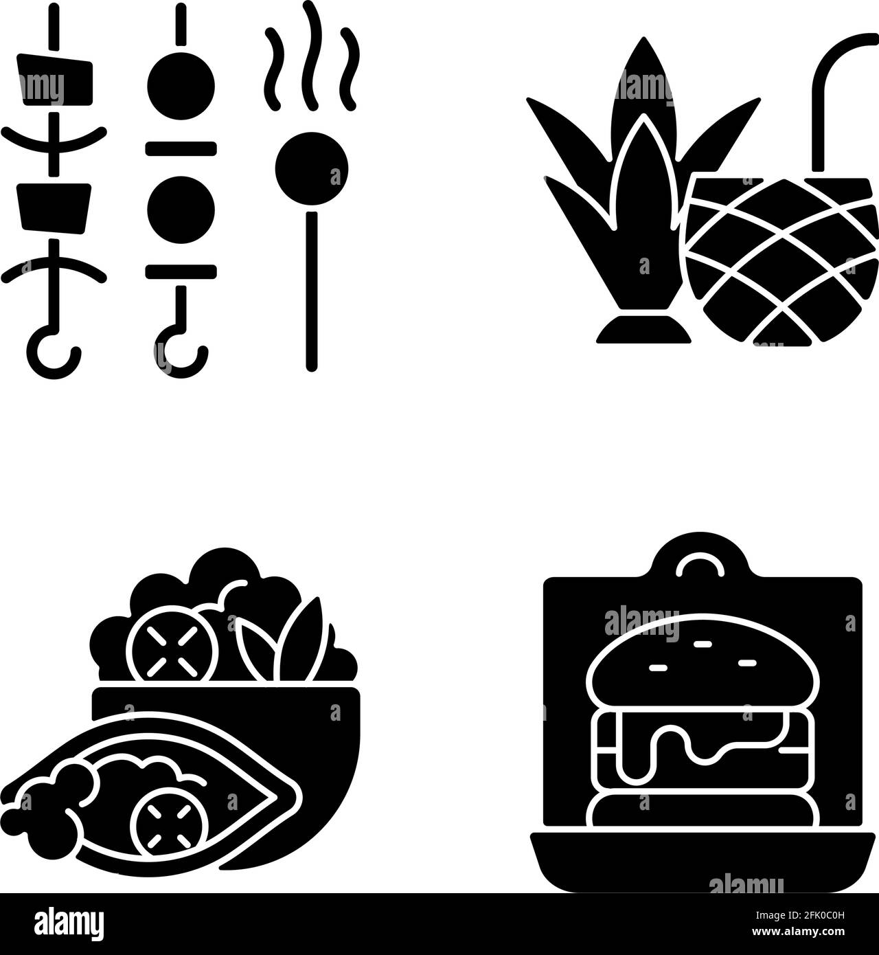 Les icônes de glyphe noir de l'option de livraison et de réception sont affichées en blanc espace Illustration de Vecteur