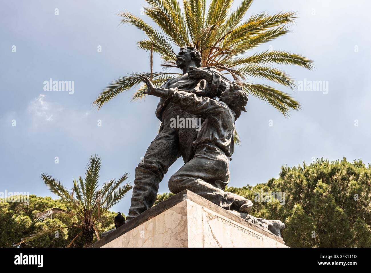 Monument à Angelo Brunetti connu sous le nom de Ciceruacchio était un patriote italien qui a combattu pour la deuxième République romaine, colline Gianicolo, Trastevere, Rome, L Banque D'Images