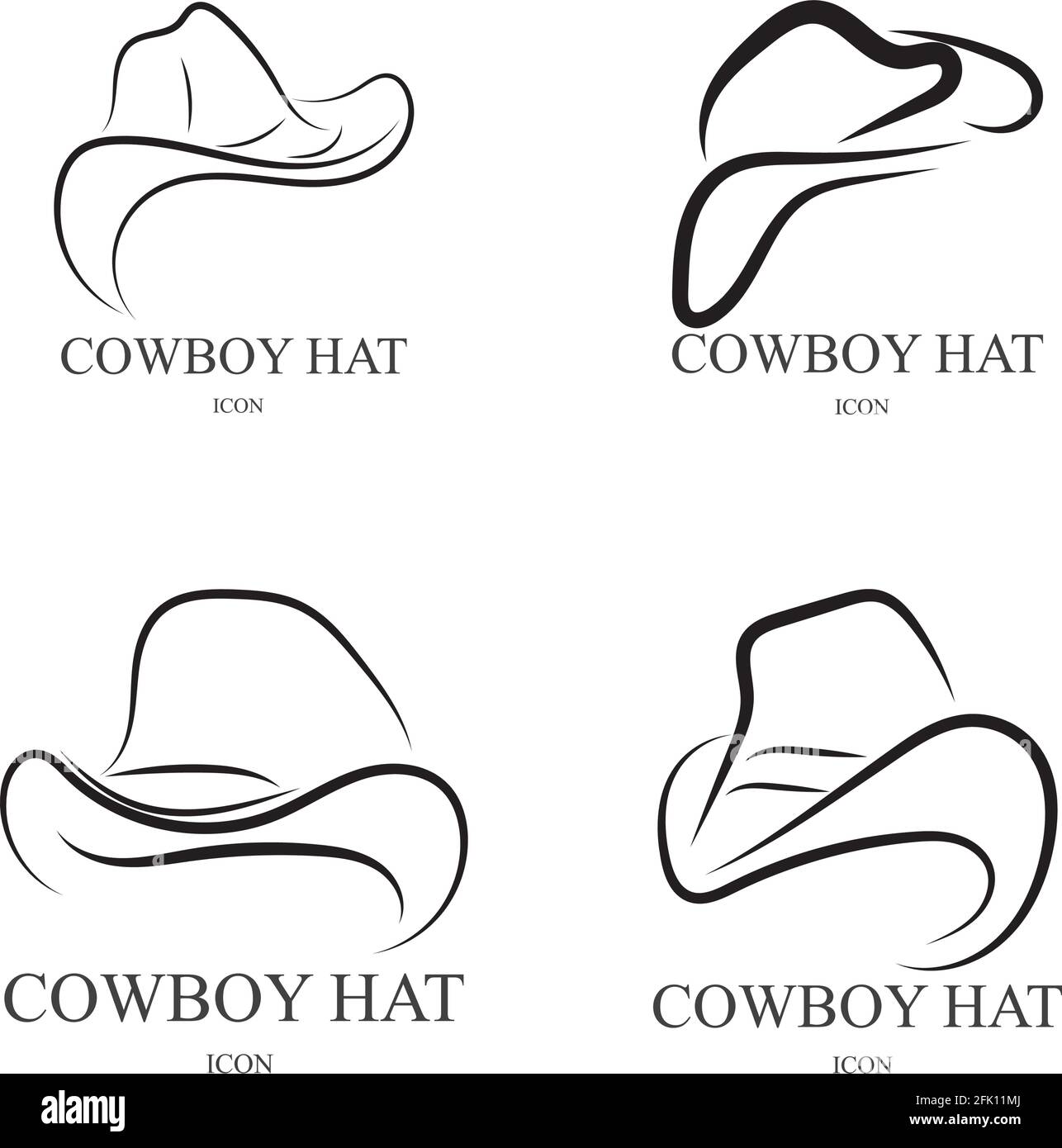 modèle de dessin vectoriel d'icône de logo de chapeau de cowboy Image  Vectorielle Stock - Alamy