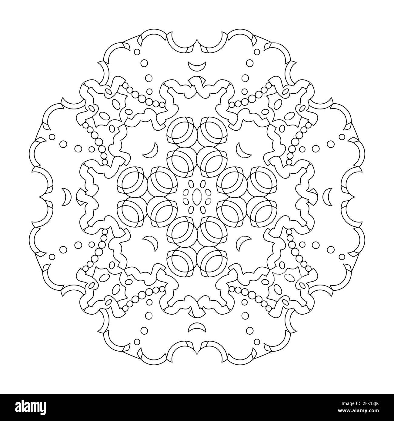 Page de coloriage Mandala. Résumé. Art thérapie. Anti-stress. Illustration vectorielle noir et blanc. Illustration de Vecteur