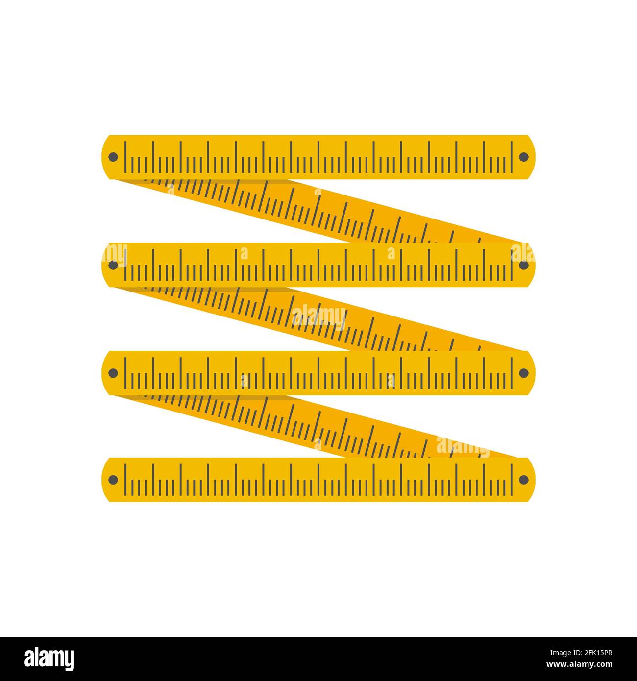 Règle pliante jaune. Forme zigzag. Illustration vectorielle de style plat isolée sur fond blanc. Illustration de Vecteur