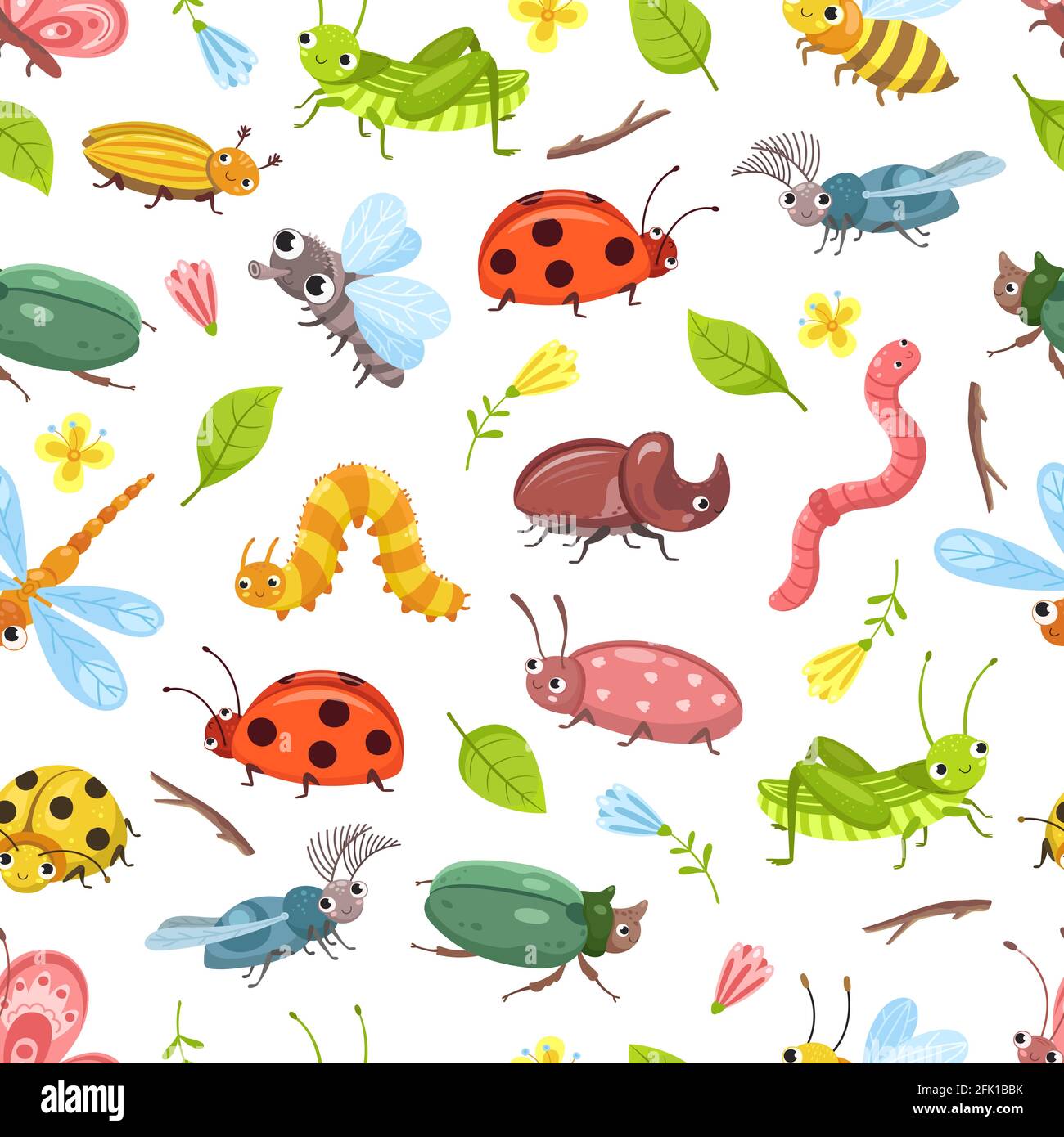Motif Coleoptere Insectes Isoles Coccinelle Libellule Conception Textile De Bebe Arriere Plan Des Insectes Sauvages Texture Sans Couture Vectorielle Florale Image Vectorielle Stock Alamy