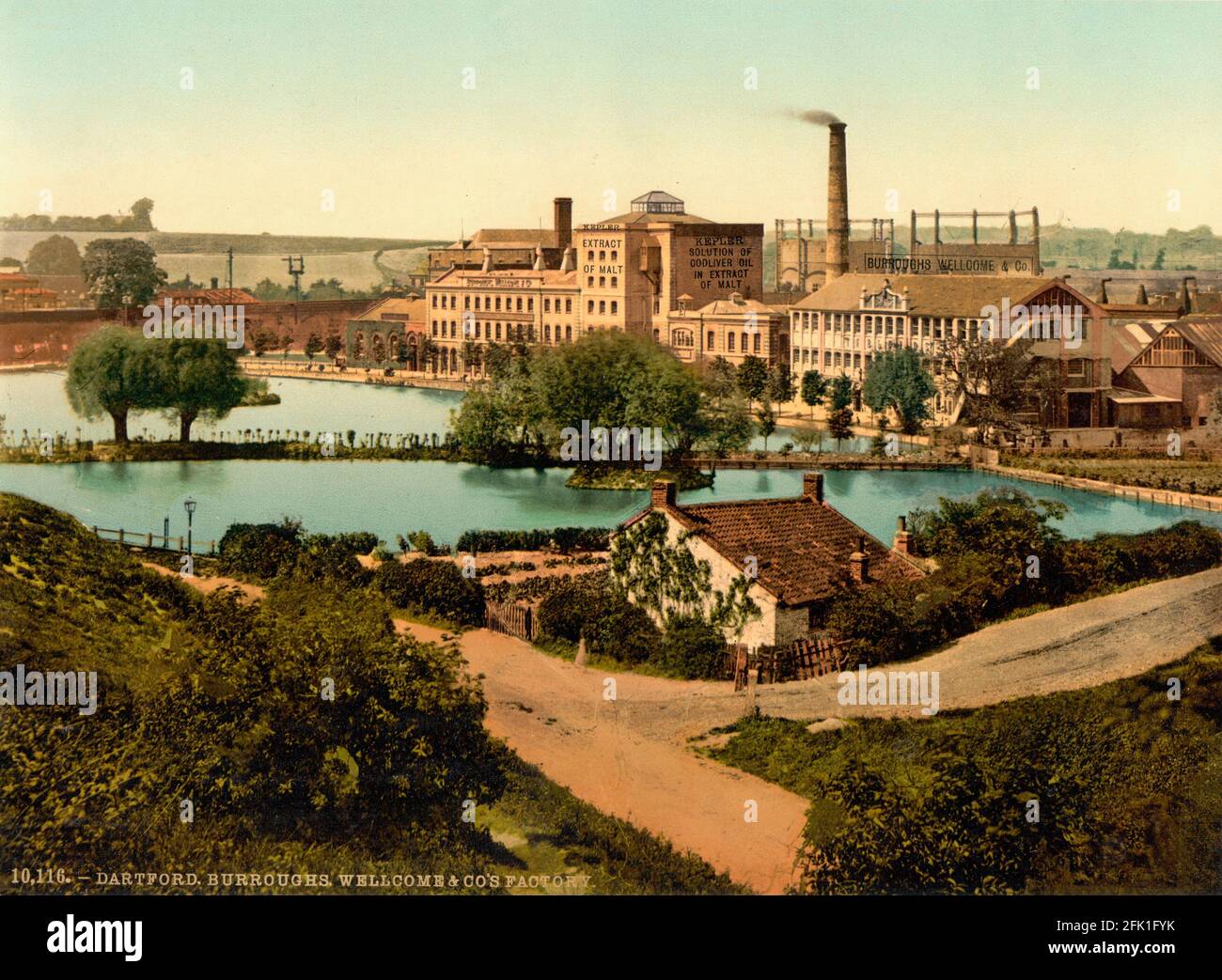 Usine de médecine Burroughs et Wellcome à Dartford, Kent vers 1890-1900 Banque D'Images