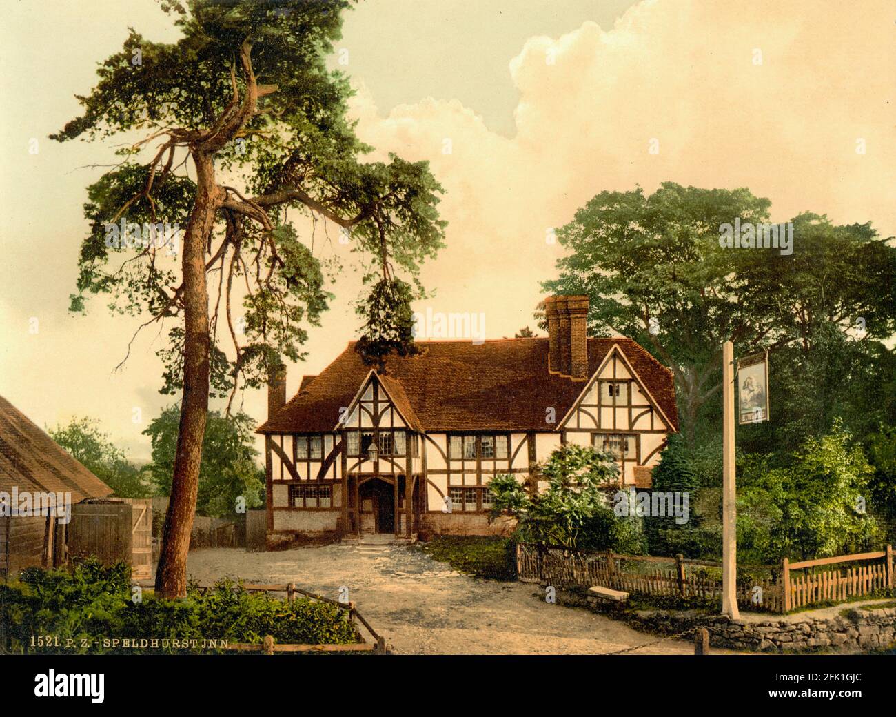 Une vieille auberge à Speldhurst près de Tunbridge Wells, Kent. C'est maintenant le George & Dragon Inn. Vers 1890-1900 Banque D'Images