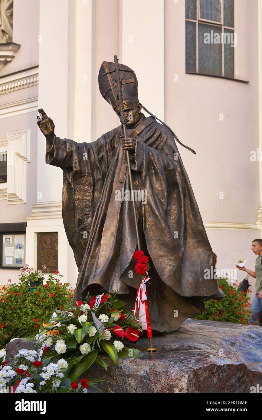 Pologne, wadowice, monument John Paul ii, Lesse Pologne voïvodeship. Banque D'Images