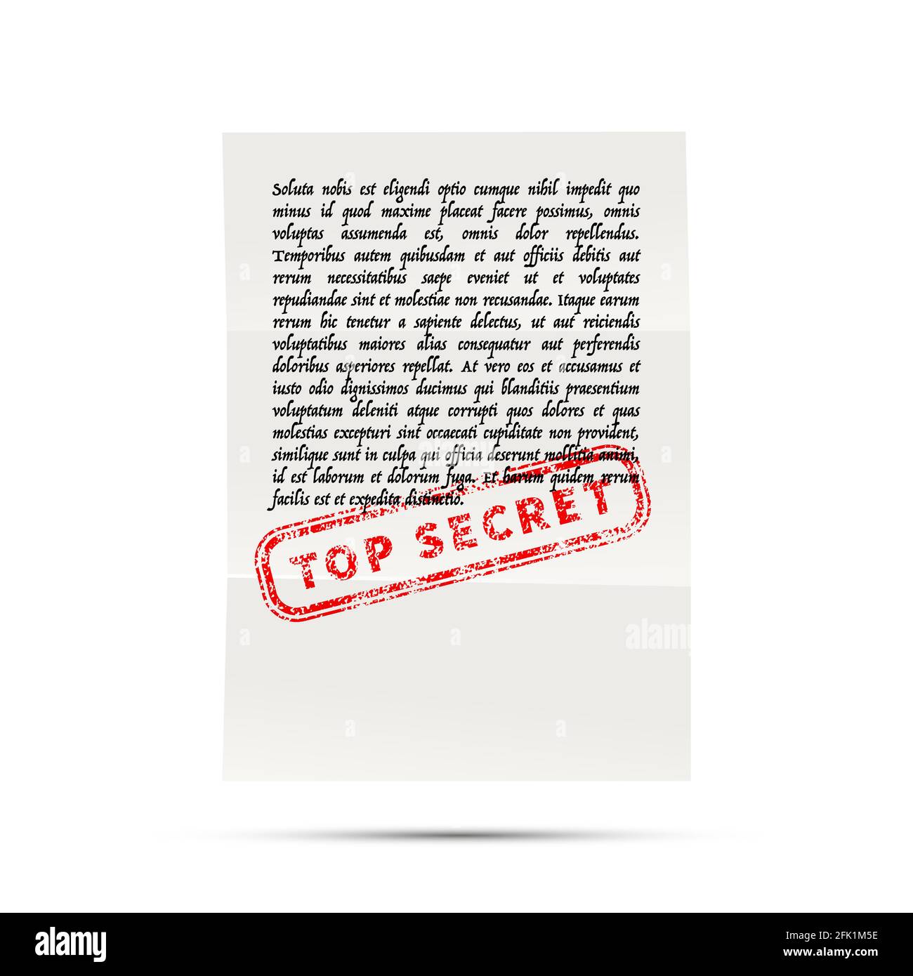 Lettre manuscrite sur le latin sans aucun sens avec le dessus rouge tampon secret Illustration de Vecteur