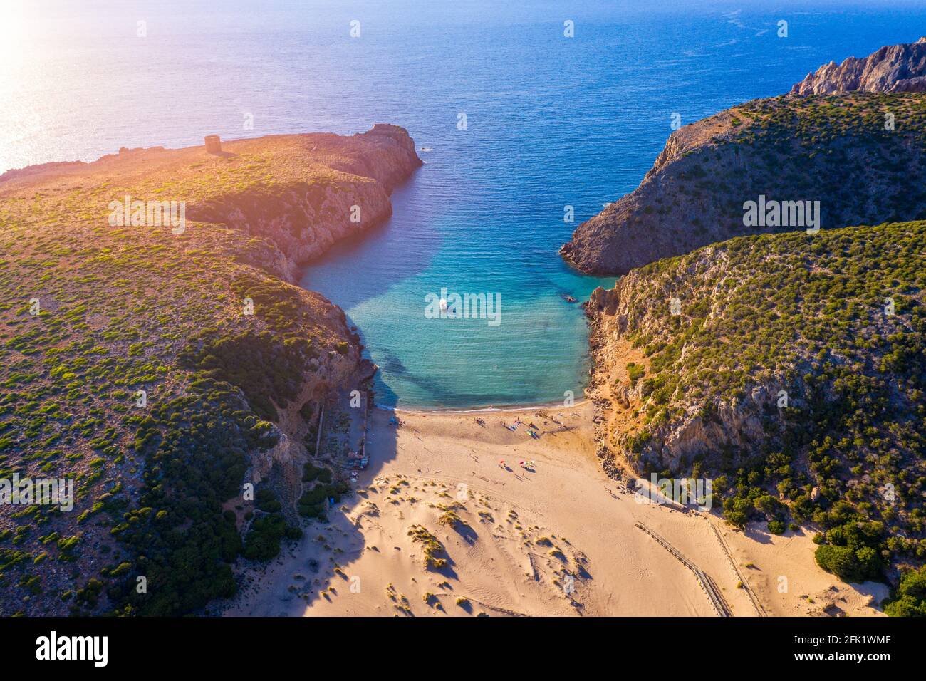 Plage de Cala domestica, Sardaigne, Italie. La Sardaigne est la deuxième plus grande île de la