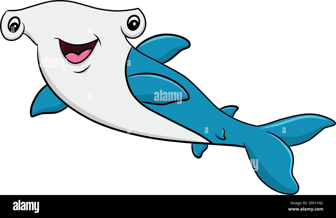 Illustration de dessin animé d'un animal aquatique Hammerhead Shark Illustration de Vecteur