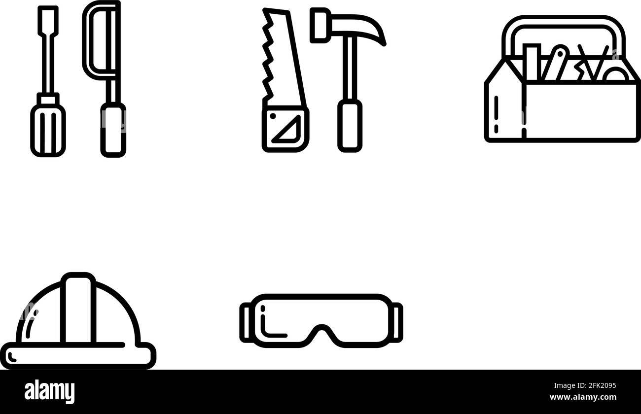 ensemble d'icônes de menuisier Illustration de Vecteur