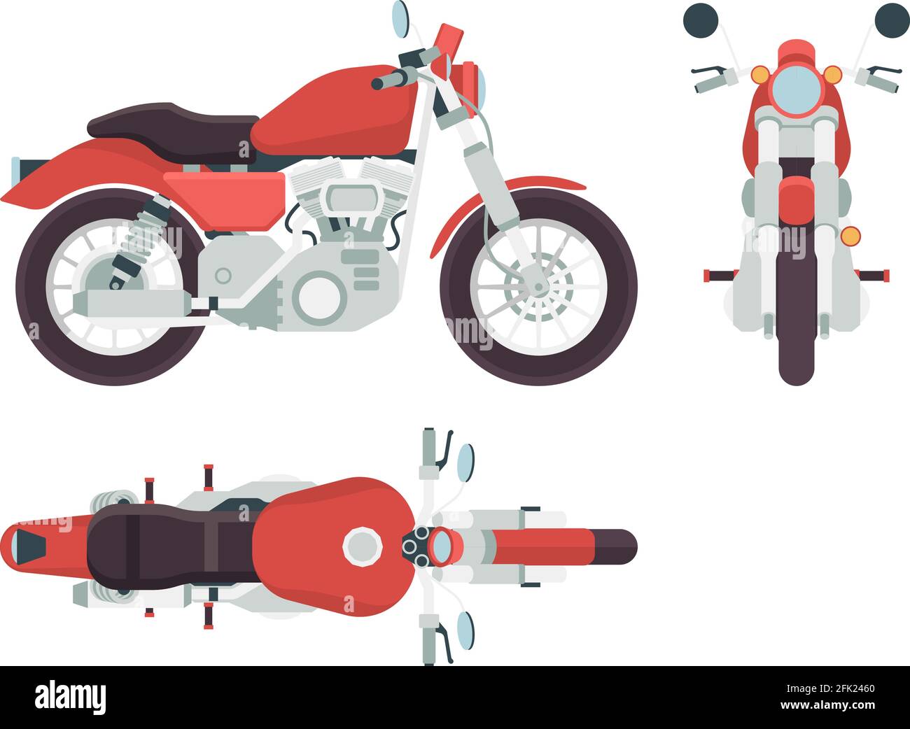 Vue latérale sur les motos. Liberté de transport de cycle moto route style de véhicule des années 1950 vecteur des images plates Illustration de Vecteur