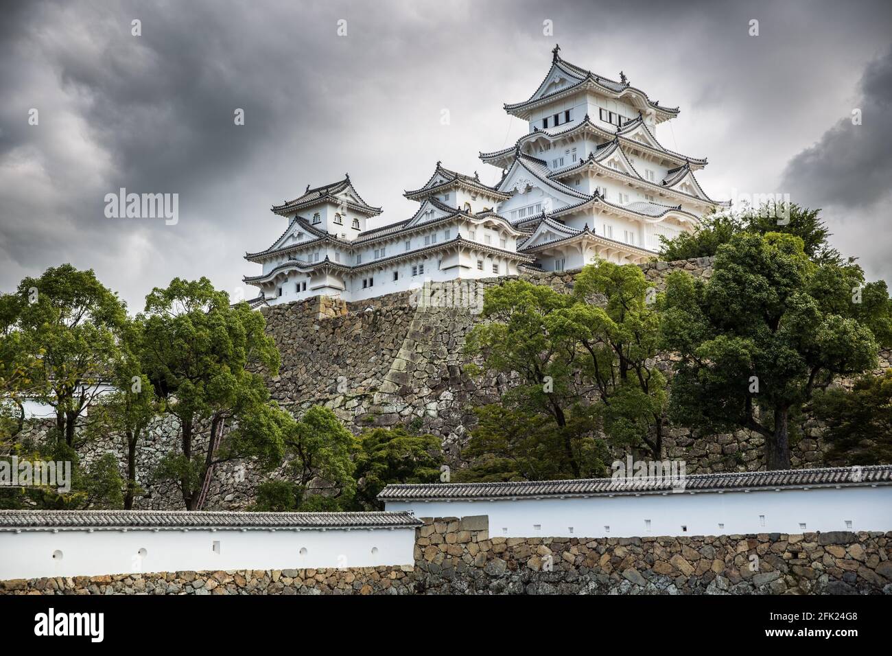 Château Himeji, Himeji-JO également connu sous le nom de Château de Héron blanc, Shirasagijo, est un château japonais perché dans la ville de Himeji, préfecture de Hyogo, Japon Banque D'Images