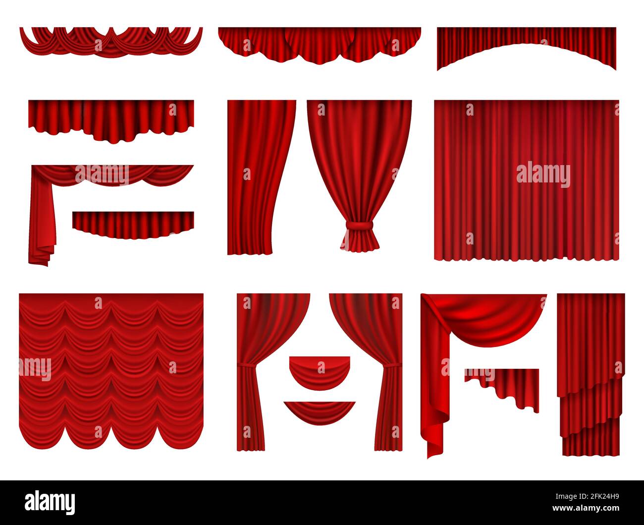 Rideaux rouges. Textile théâtre opéra scènes décoration rideaux vecteur ...